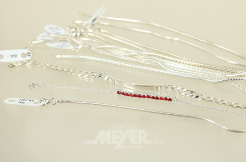 13 Armbänder, Silber
