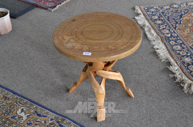 kl. Beistelltisch, rund, mit Kreuzfüßen,