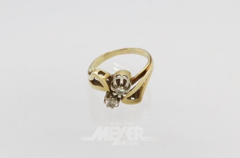 Damenring, 585er GG, besetzt mit