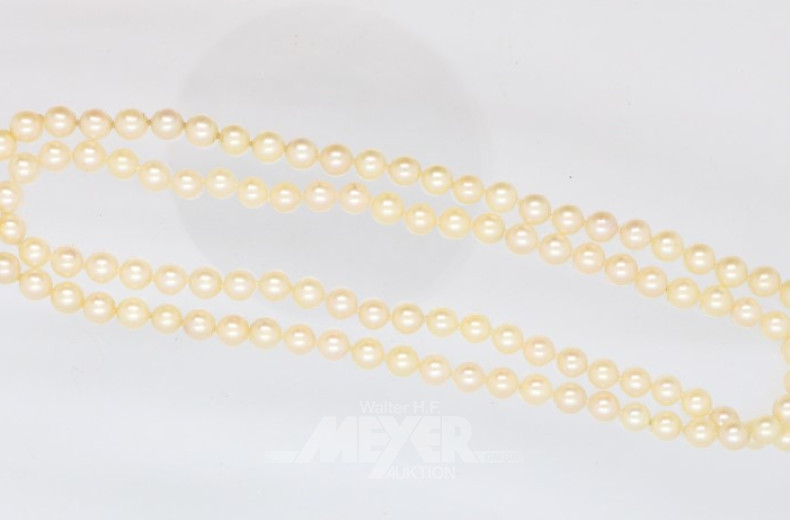 lange Perlenkette mit 585er GG-Kugel-