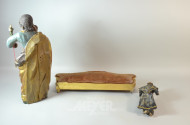 2 Holzfiguren ''Jesus mit Kind u. Mönch''