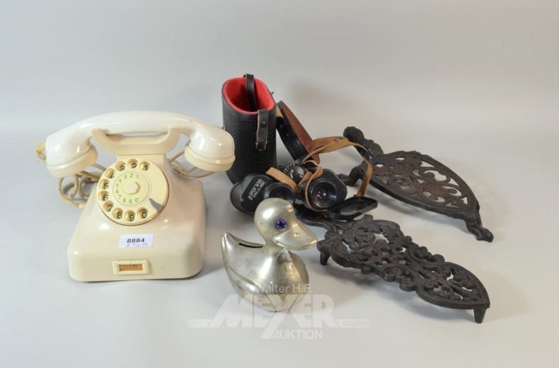 5 teile Hausrat: Haustelefon, Fernglas,