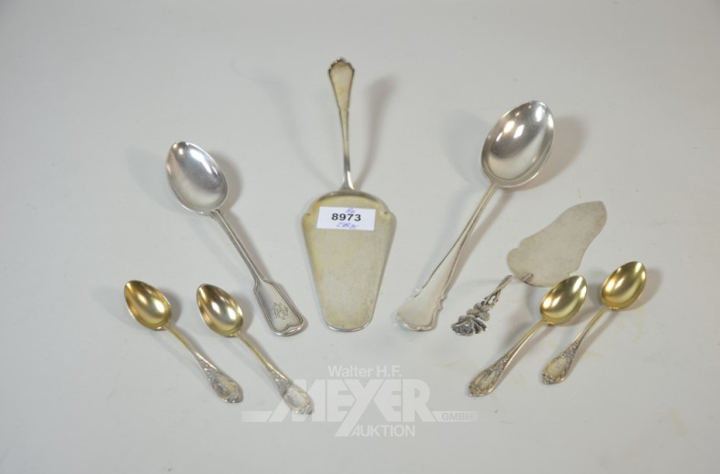 8 versch. Teile 800er Silberbesteck: