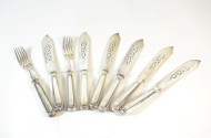 8 Teile Fischbesteck, 800er Silber:
