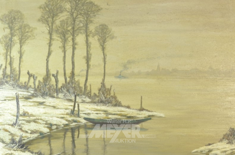 Gemälde  ''winterl. Uferlandschaft''