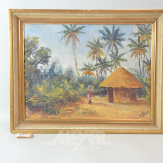 Gemälde ''Hütte vor Palmen''