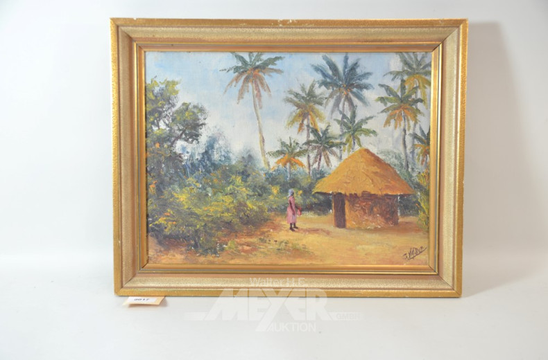 Gemälde ''Hütte vor Palmen''