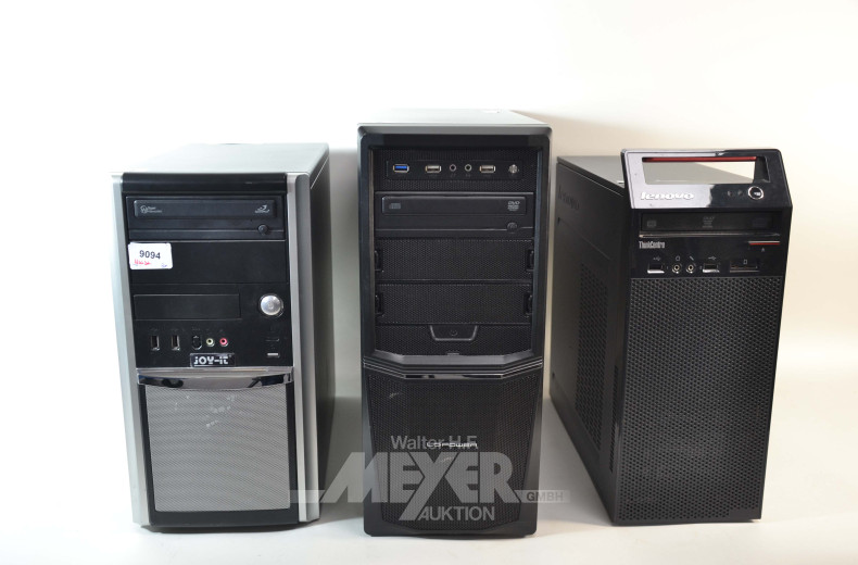 3 versch. Tower-PC, ohne Betriebssystem,