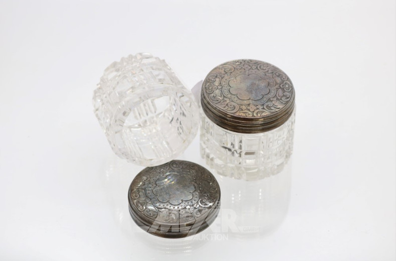 2 kl. Kristalldöschen mit 925er Silber-