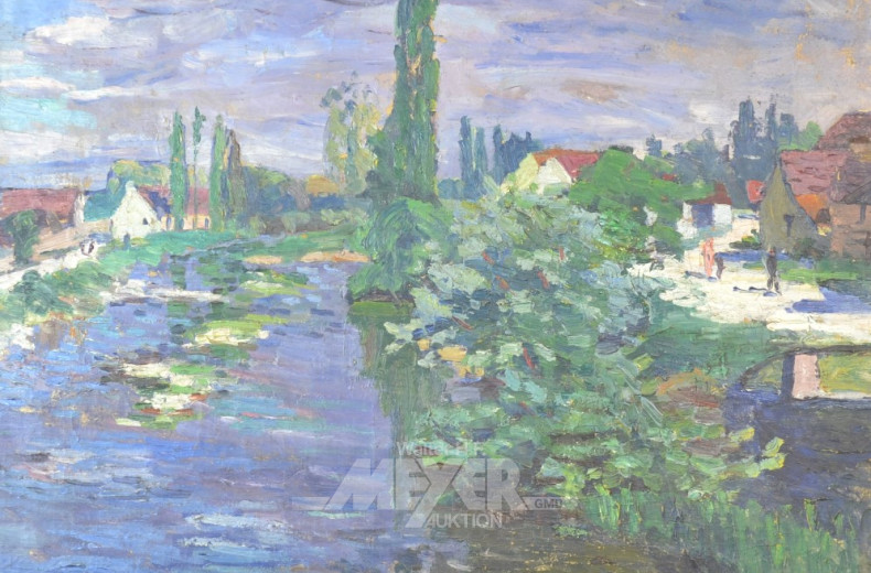Gemälde ''Dorfansicht am See''