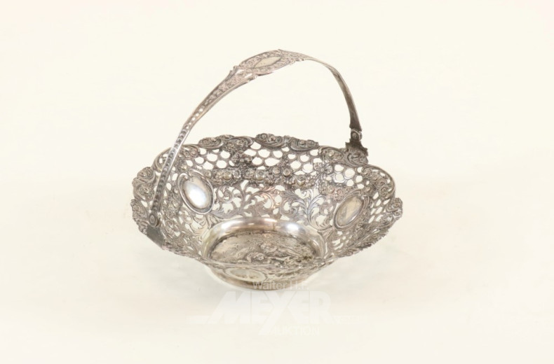 Gebäck-Henkelkorb, 800er Silber