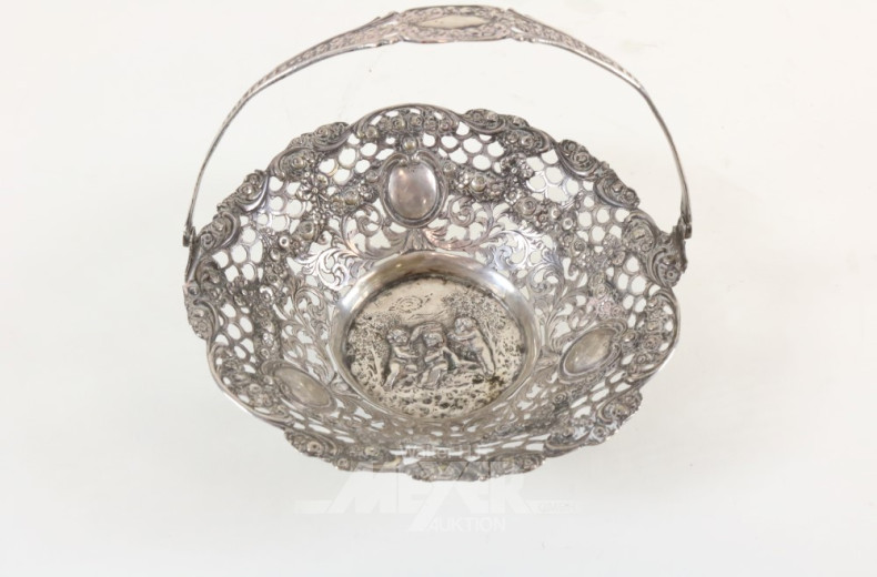 Gebäck-Henkelkorb, 800er Silber