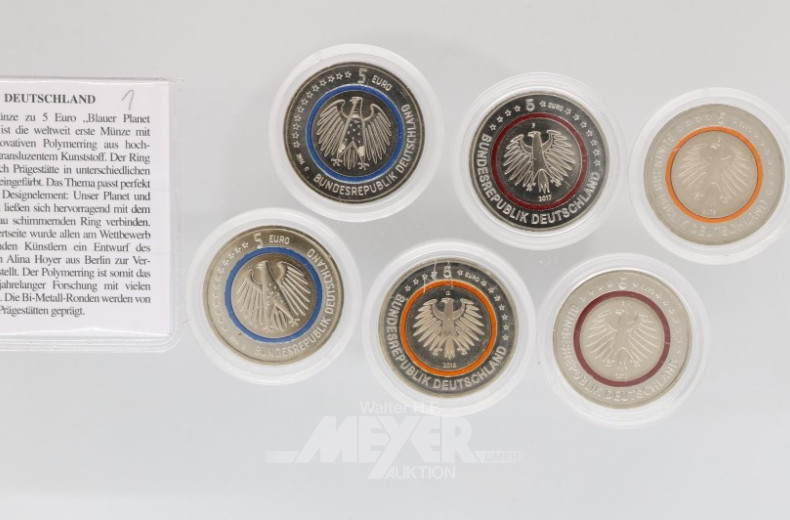 5 Münzen á 5 EUR