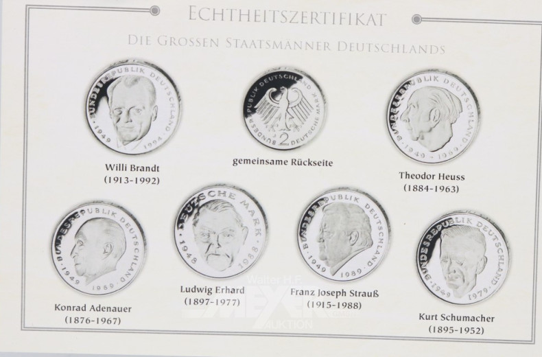 Münzkassette mit 6 Münzen á 2 DM