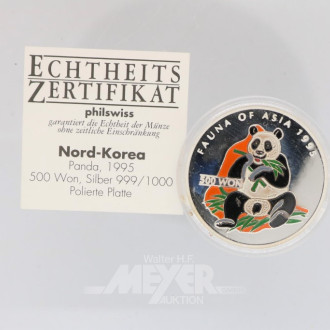 2 Münzen, NORD-KOREA, Panda, 1995+1996