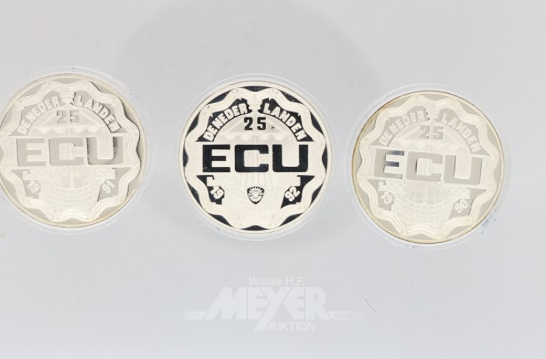 3 Silber-Münzen, NIEDERLANDE,