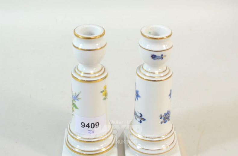 2 Porzellan-Kerzenleuchter, MEISSEN,