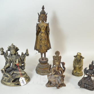 5 versch. asiat. Tempelfiguren