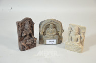 3 kl. asiat. Figuren u.a. Buddhas