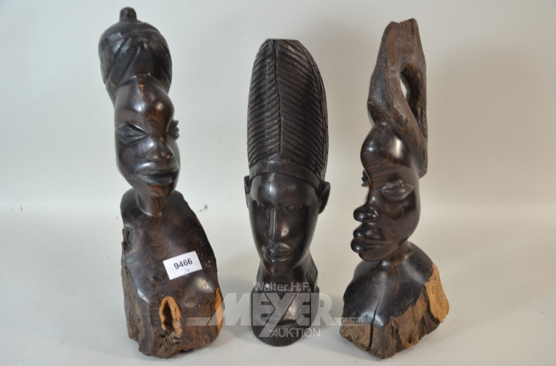 3 afrik. Holzschnitzereien,