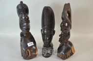 3 afrik. Holzschnitzereien,