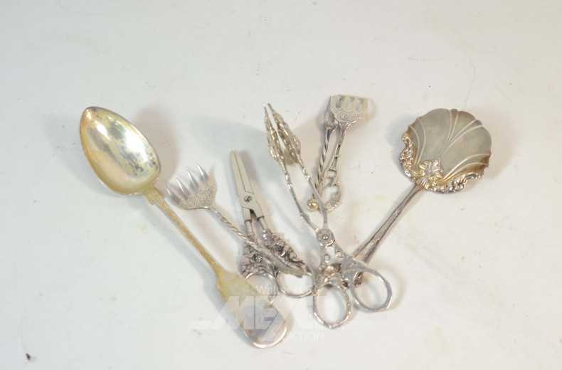 Posten Besteckteile, Silber,