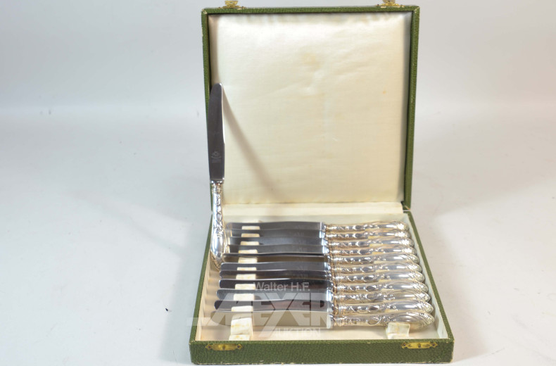 12 Messer, 800er Silber,