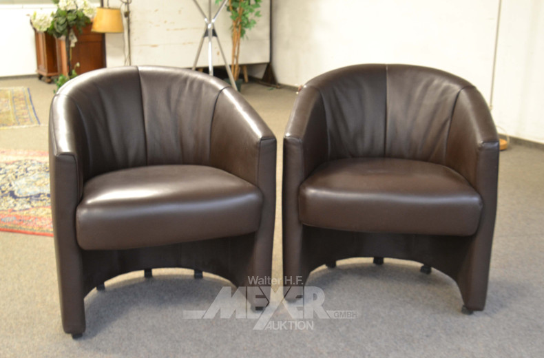 2 Cocktail Sessel, braunes Leder