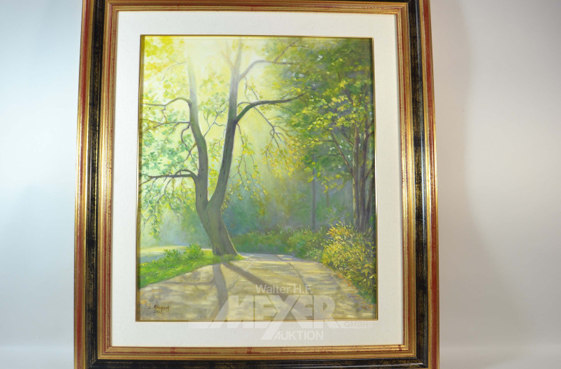 3 Gemälde ''Lichtung im Wald, See, Waldweg''