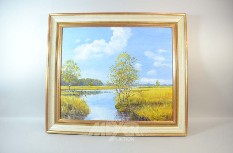 3 Gemälde ''Enten, See, Dorfweg''