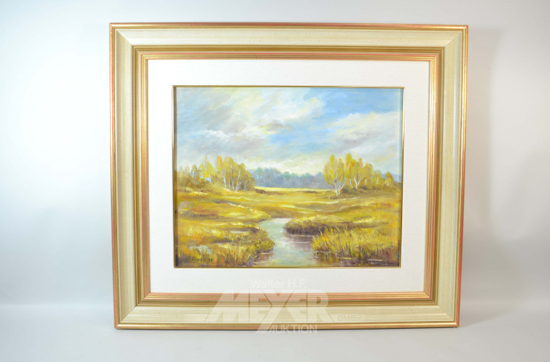 3 Gemälde ''Dorfansicht, Bachlauf, Feldweg''