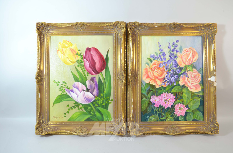 4 Gemälde ''Blumenstillleben''