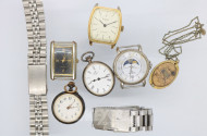 6 Armbanduhren ohne Band, 2 Armbänder