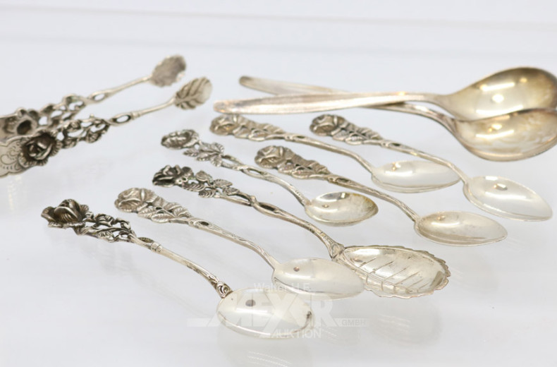 13 Teile Silberbestecke, Hildesheimer Rose