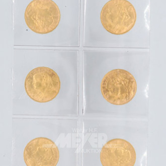 9 Goldmünzen ''20 Franken'' Vreneli