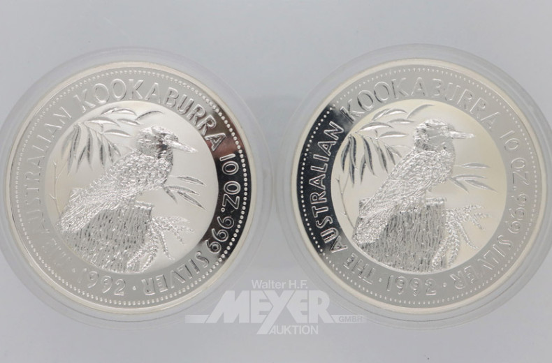 5 Münzen 10 Dollar, a´348 g, 999er