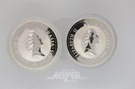 2 Münzen 10 Dollar, a´348 g, 999er