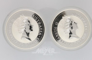 2 Münzen 10 Dollar, a´348 g, 999er