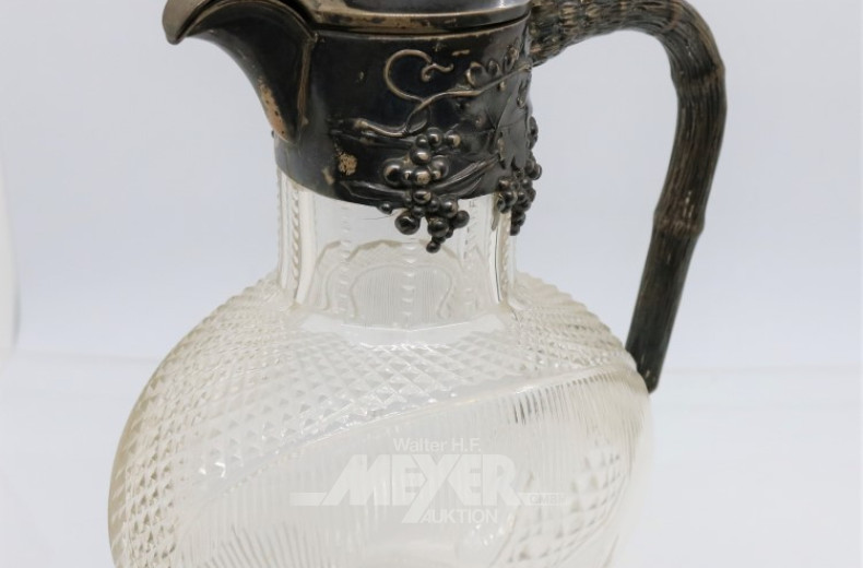 Kristall-Weinkanne mit Silbermontierung