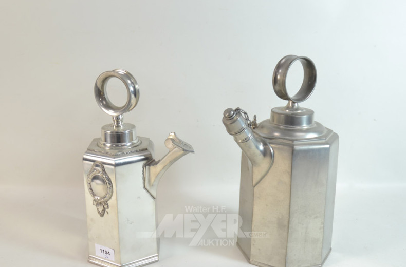 2 Zinn Schraubkannen  Höhe ca. 30 cm