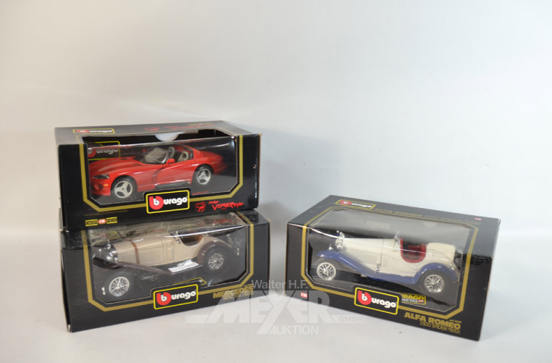 3 Modellautos BURAGO 1/18