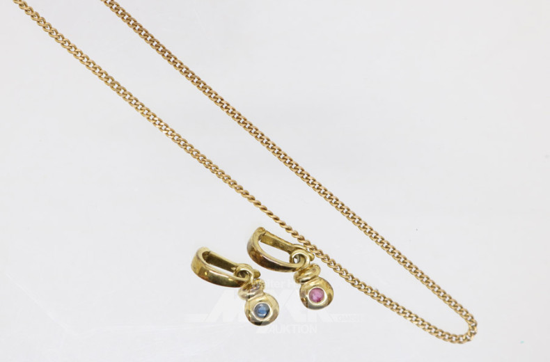 3 Teile 333er GG-Schmuck, ca. 8 g.: