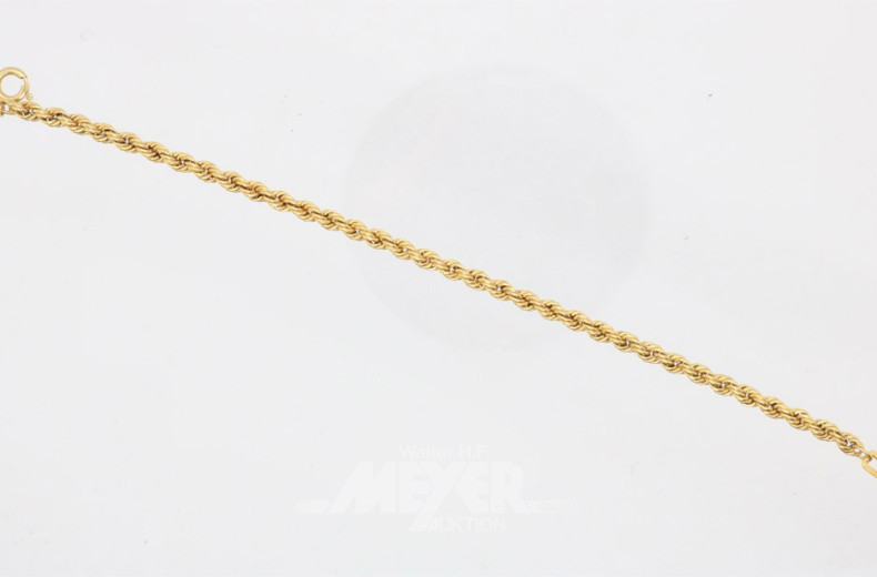 Kordelarmband, 333er GG, 2 Ringe 333er