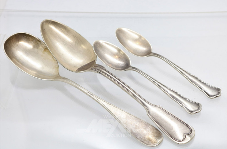 Posten Besteckteile, tlw. Silber