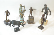 6 versch. Bronze- u. Metall- Figuren: