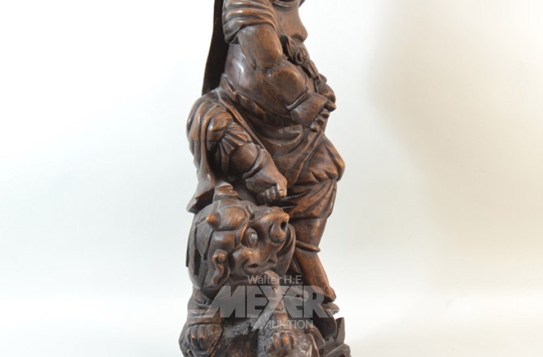 große asiat. Holzschnitz- Figur