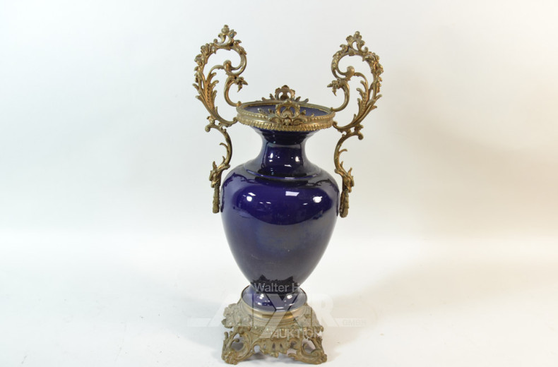 Porz.-Prunkvase, kobaltblau mit