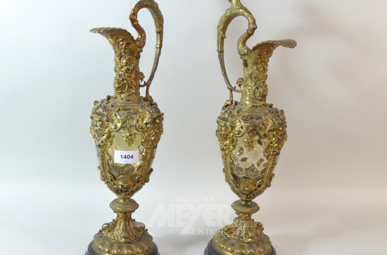 Amphorenvasen-Paar mit Glaseinsatz u.