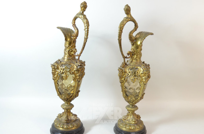 Amphorenvasen-Paar mit Glaseinsatz u.