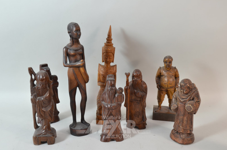 15 versch. Holzschnitz-Figuren: